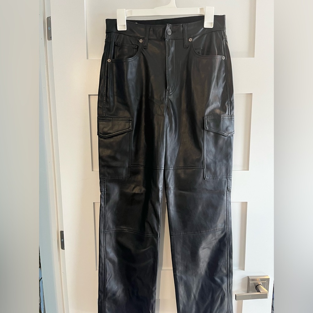 GAP Faux Leather Sleek Black Cargo Pants